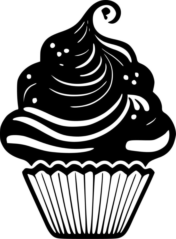 Cupcake - - schwarz und Weiß isoliert Symbol - - Vektor Illustration