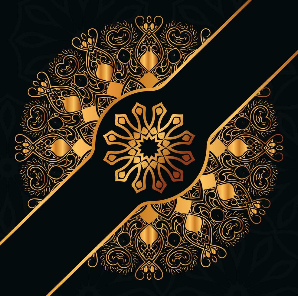 Luxus Zier Mandala Design Hintergrund in Goldfarbe vektor