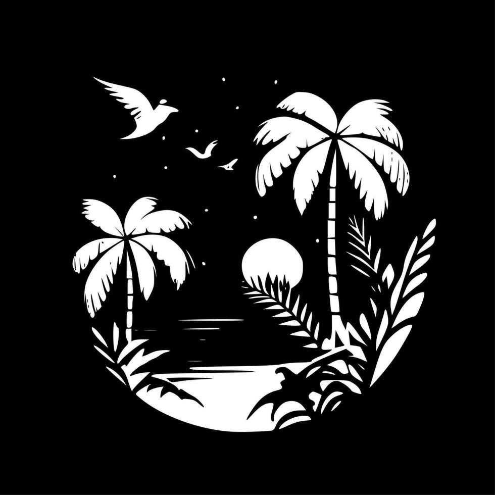 tropisk - svart och vit isolerat ikon - vektor illustration