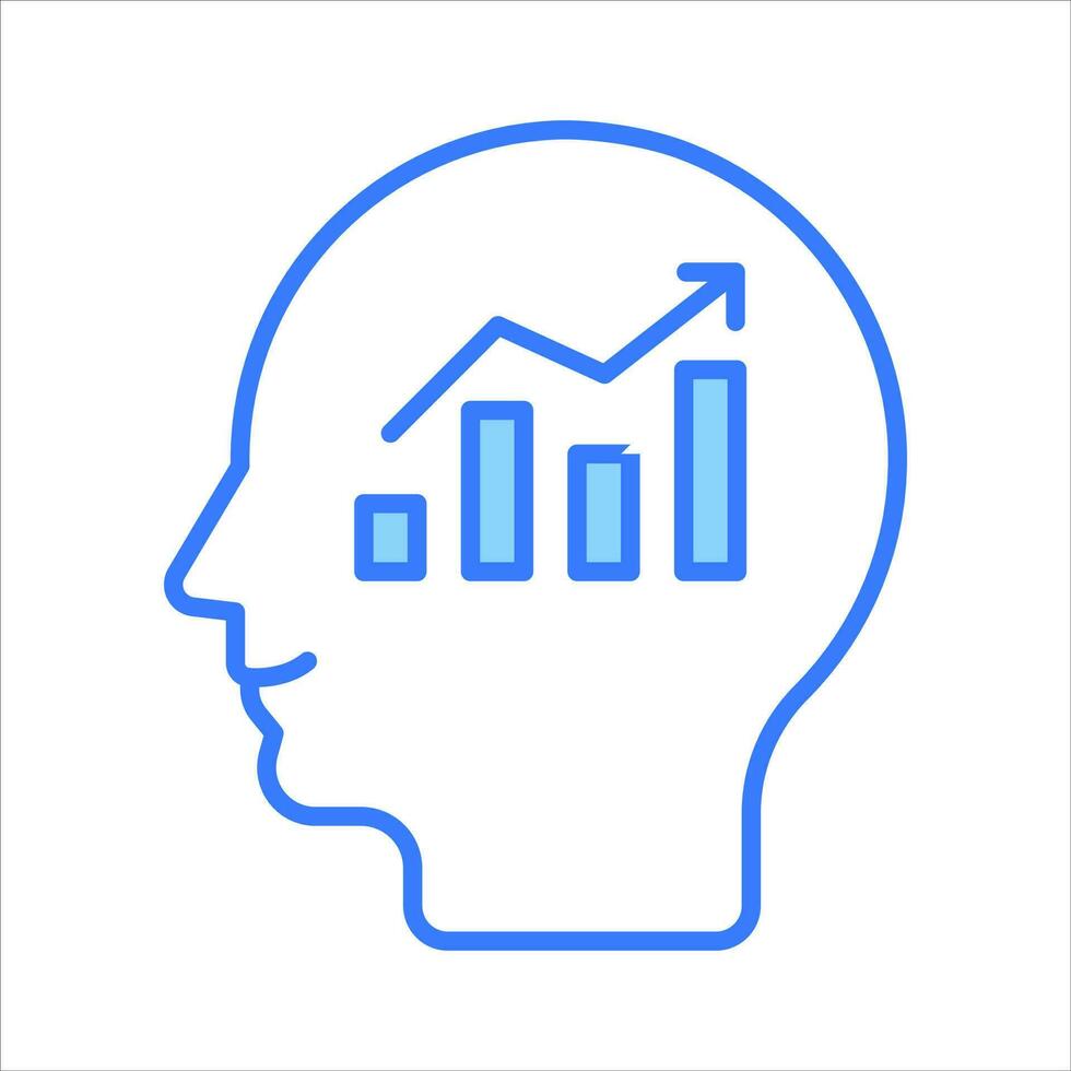 bara Diagramm Innerhalb Mensch Verstand zeigen Vektor von mental Wachstum im modern Stil