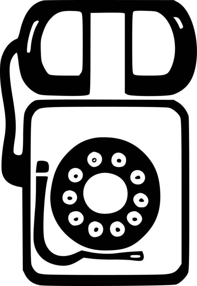 telefon, svart och vit vektor illustration