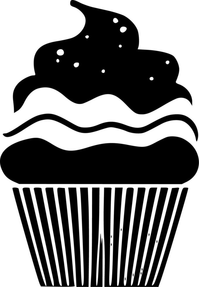 cupcake, svart och vit vektor illustration