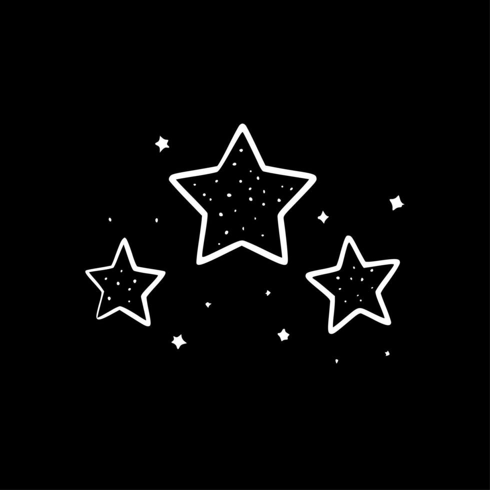 stjärnor - svart och vit isolerat ikon - vektor illustration