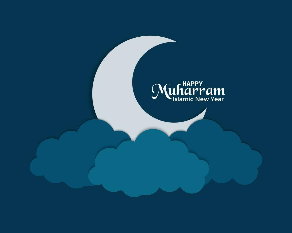 glücklich islamisch Neu Jahr mit Halbmond Mond und Wolke vektor