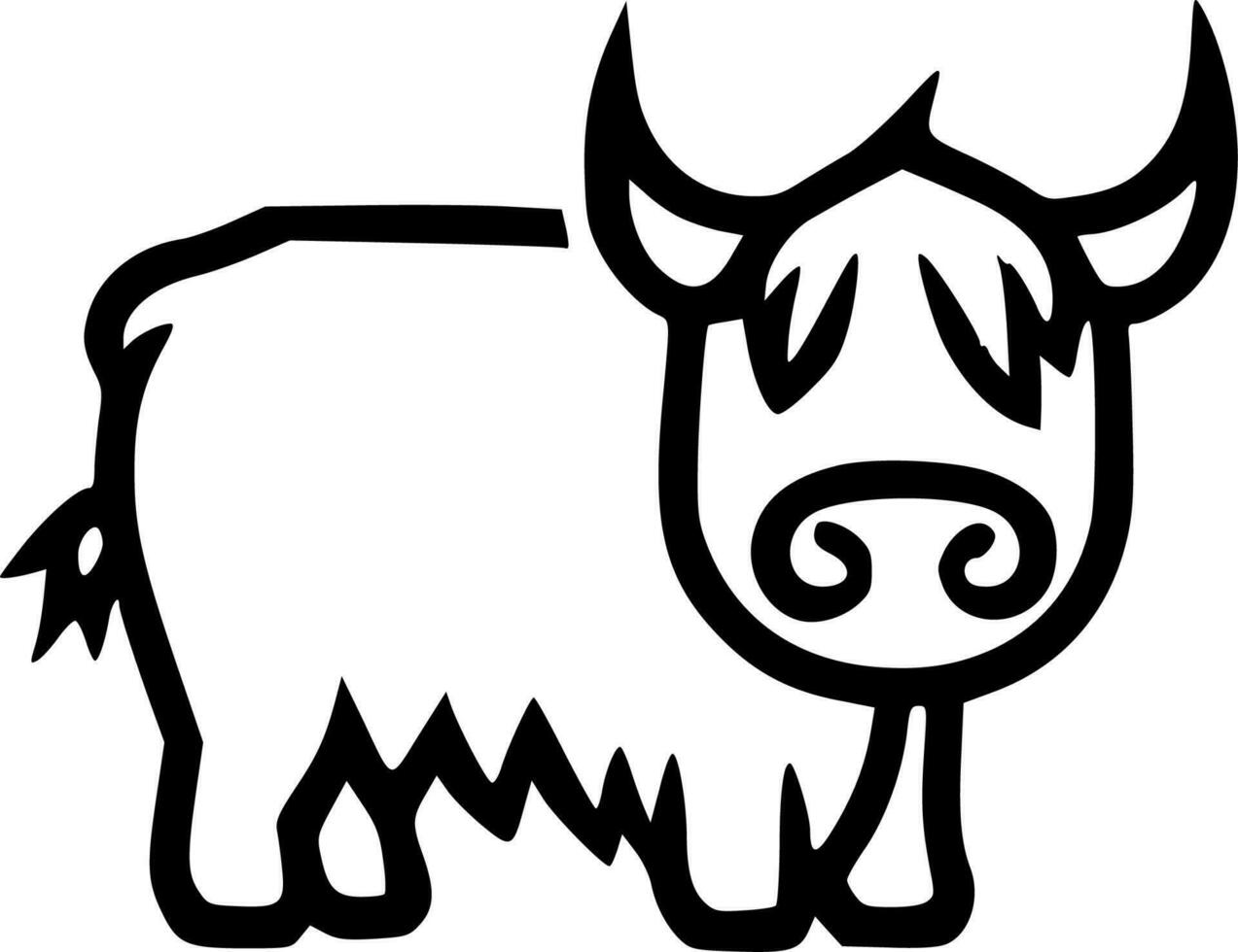 Hochland Kuh - - minimalistisch und eben Logo - - Vektor Illustration