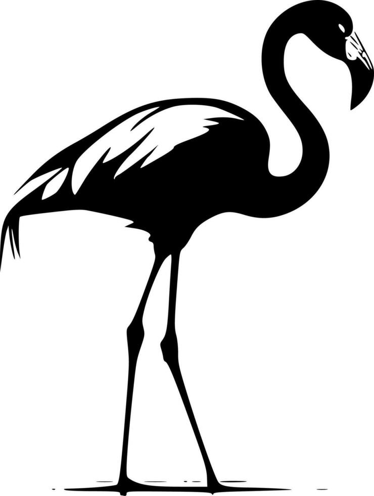 flamingo, svart och vit vektor illustration