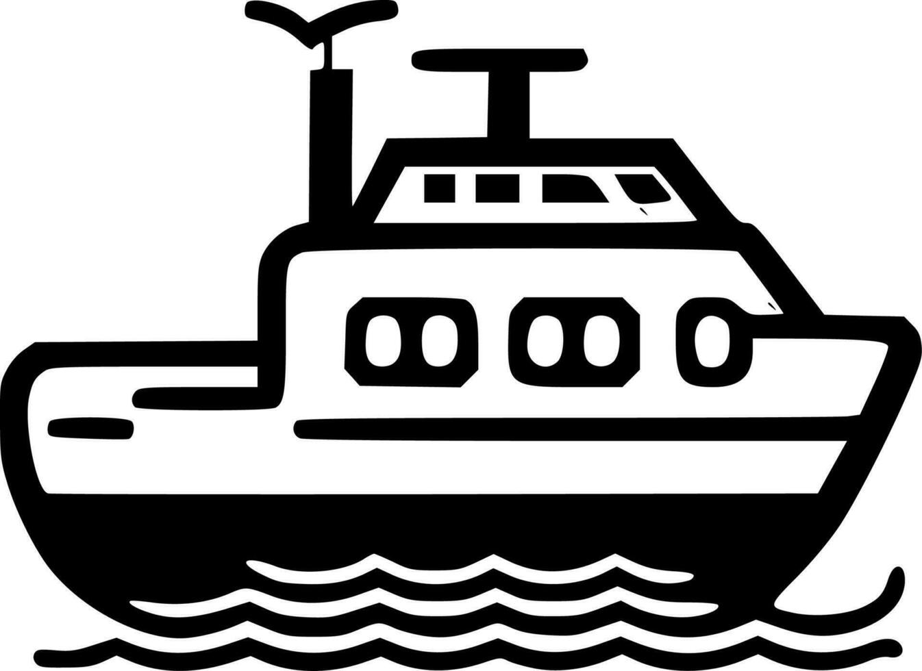 båt - svart och vit isolerat ikon - vektor illustration