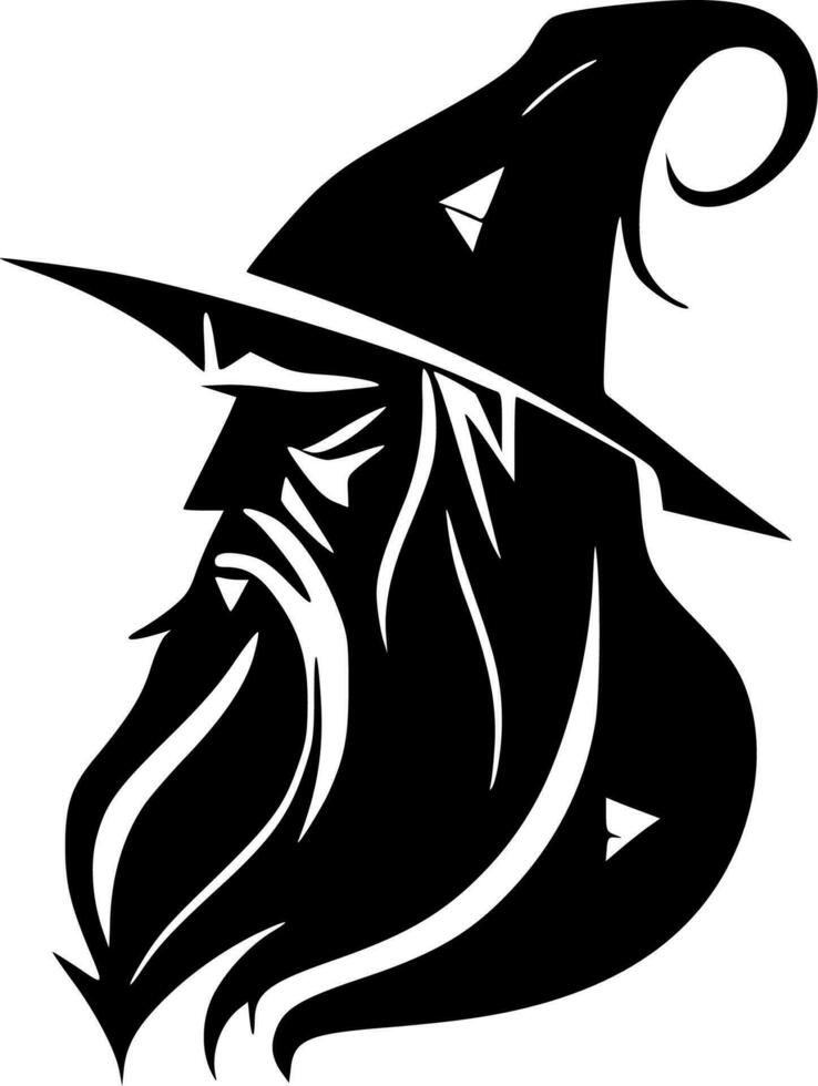 trollkarl - svart och vit isolerat ikon - vektor illustration
