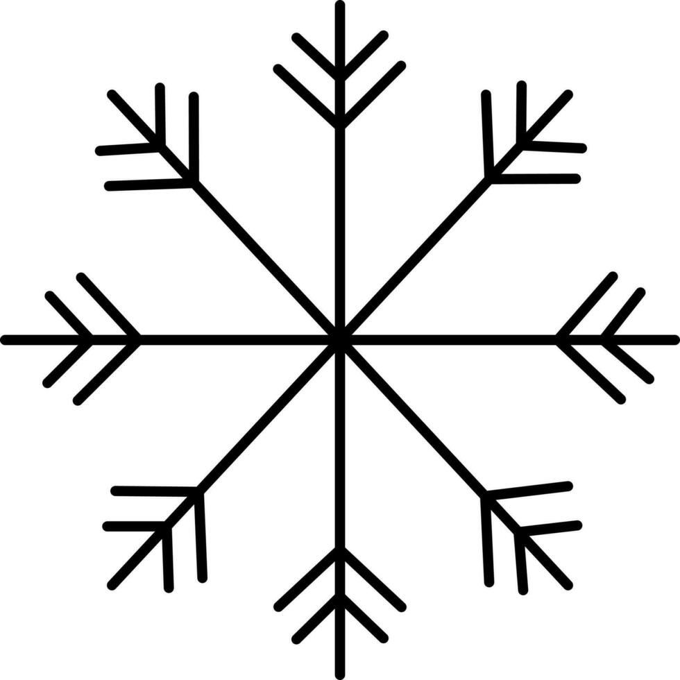 isoliert Schneeflocke Symbol im schwarz Umriss. vektor