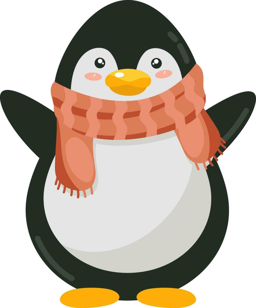 isolerat pingvin bär scarf på vit bakgrund. vektor