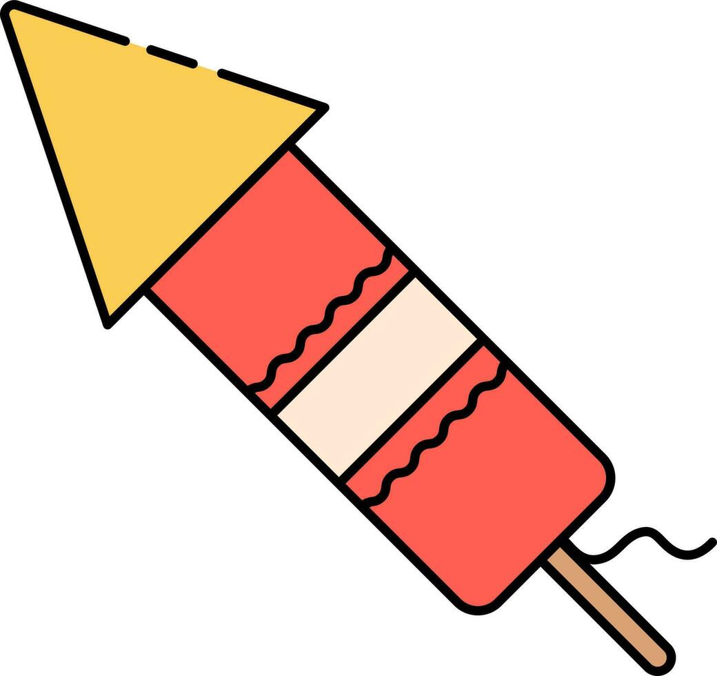 isolerat smällare raket ikon i röd och gul Färg. vektor