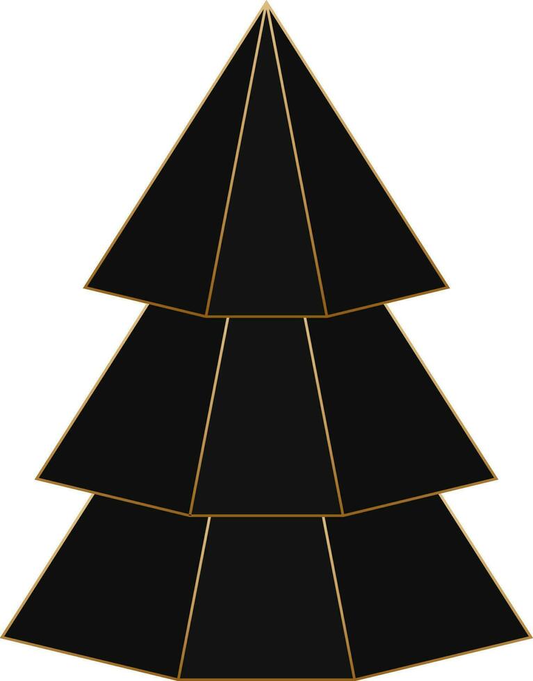 Papier Schicht Weihnachten Baum Symbol schwarz und golden Farbe. vektor