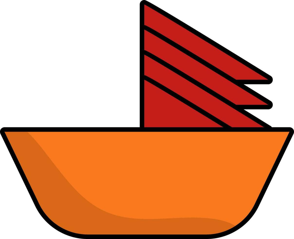 kinesisk segla båt ikon i röd och orange Färg. vektor
