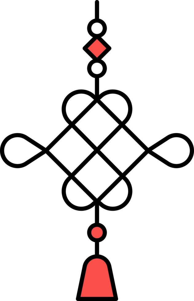 Chinesisch Knoten eben Symbol im rot und schwarz Farbe. vektor