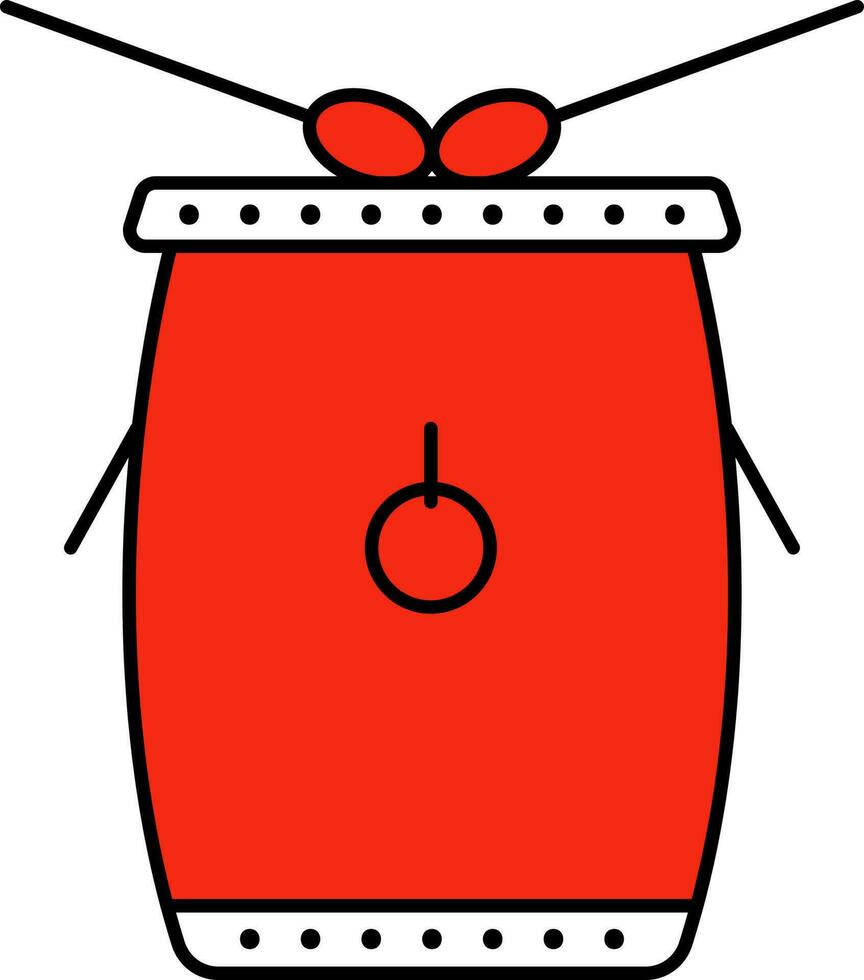 kinesisk trumma med pinne ikon i röd och vit Färg. vektor