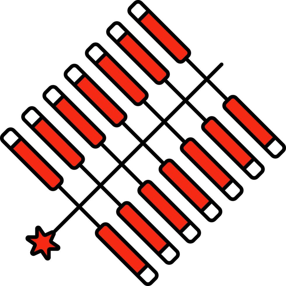 Verbrennung Zeichenfolge Feuerwerkskörper rot und Weiß Symbol oder Symbol. vektor