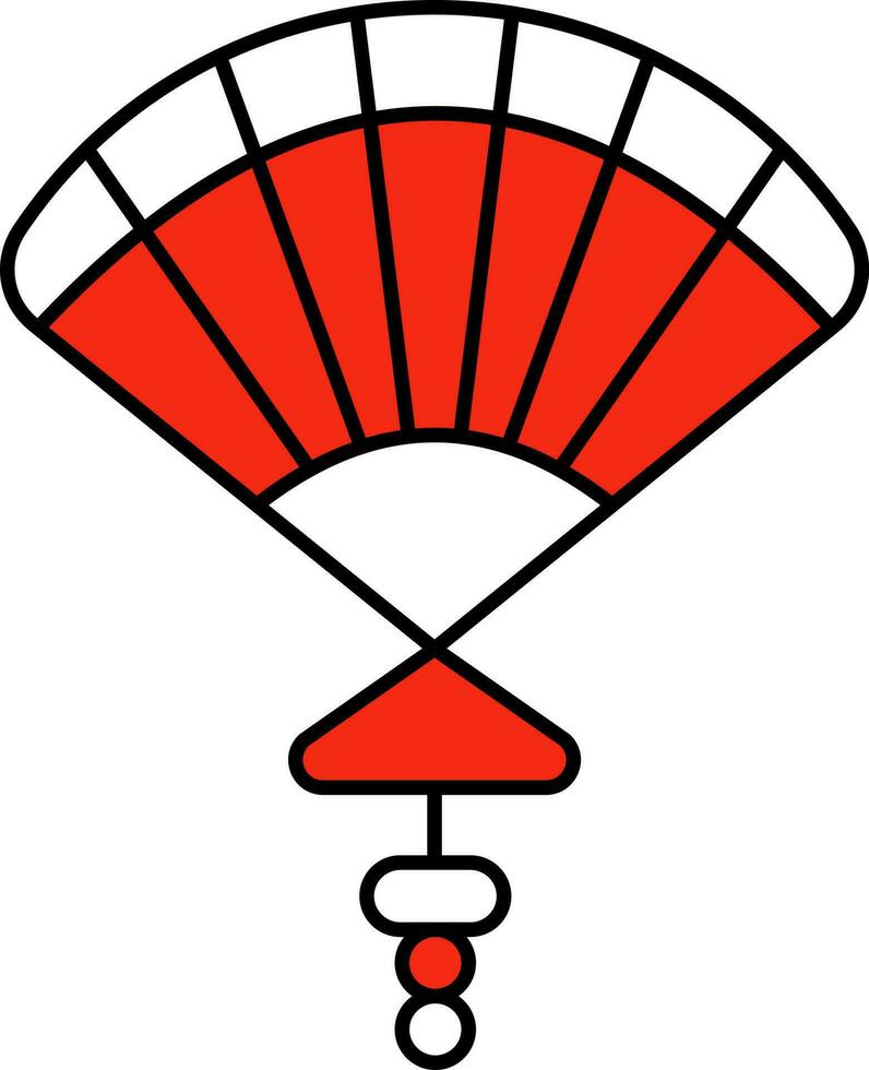 rot und Weiß Chinesisch Ventilator Symbol im eben Stil. vektor