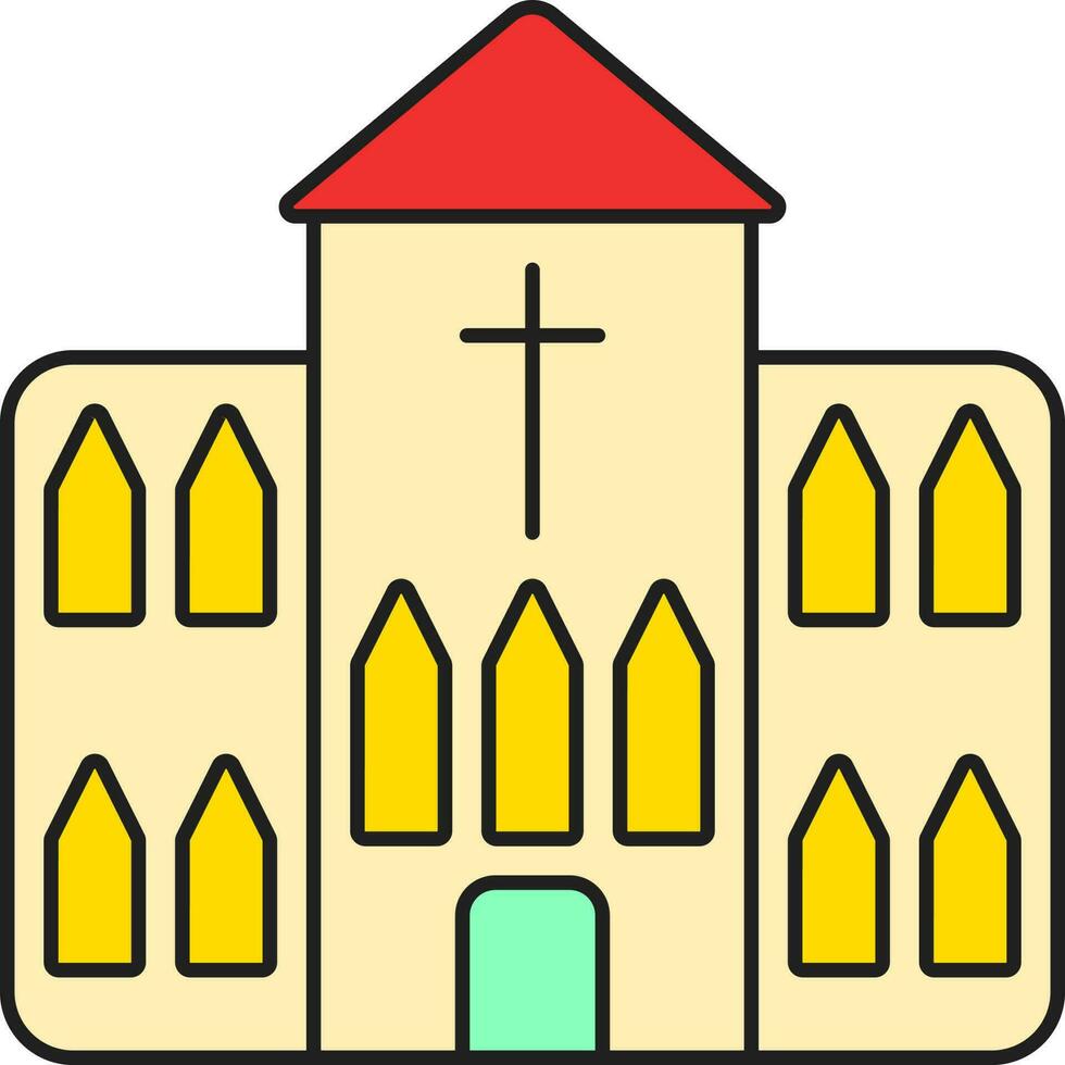 Gelb und rot Kirche Symbol oder Symbol. vektor