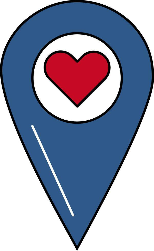 hjärta plats pekare ikon i blå och röd Färg. vektor