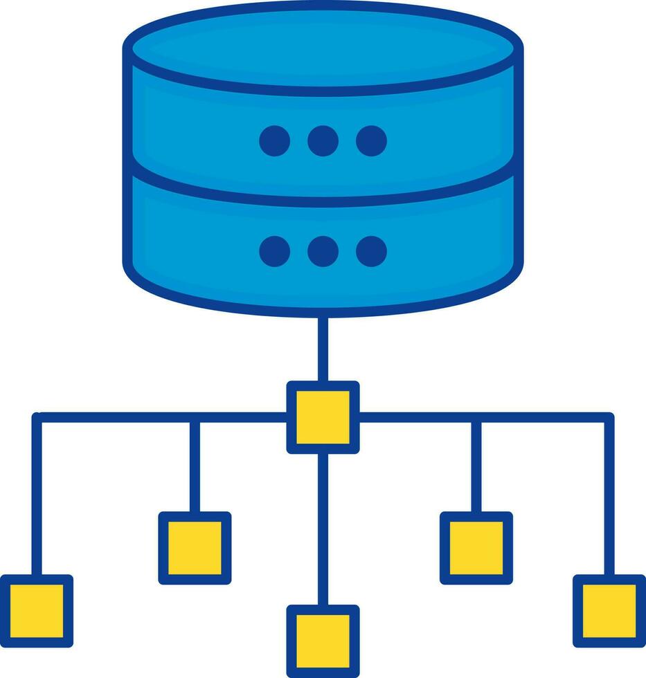 Datenbank Vernetzung oder Verbindung Blau und Gelb Symbol. vektor