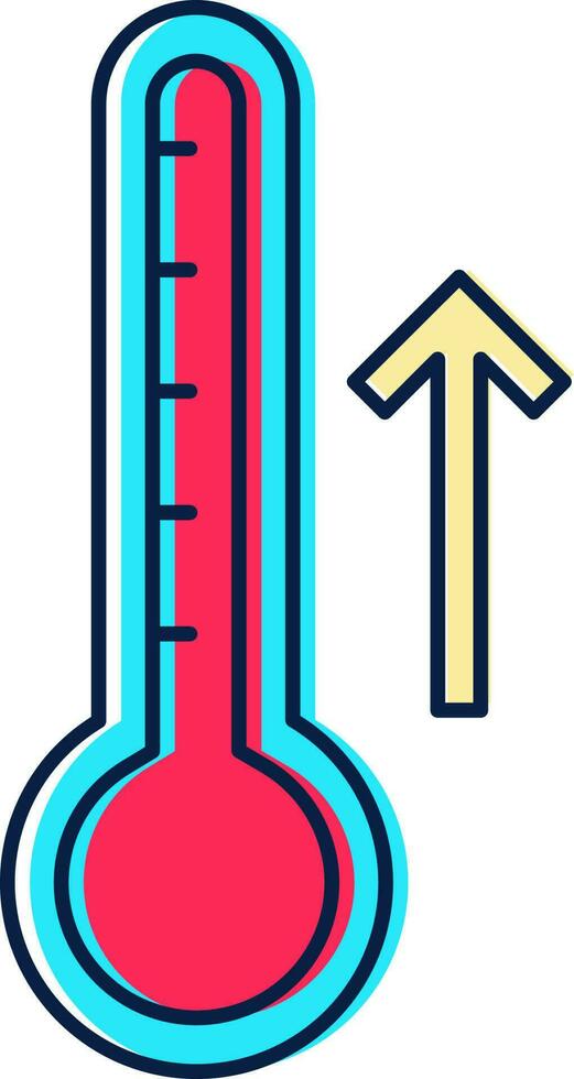 växande termometer kvicksilver skala av hög temperatur röd och blå ikon. vektor