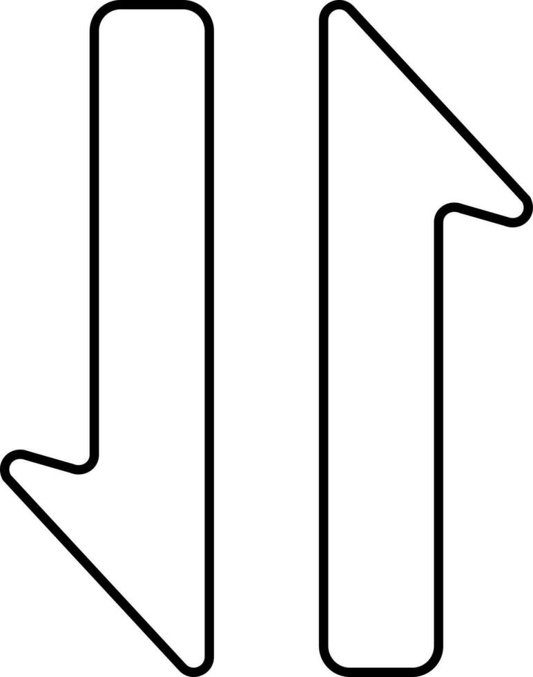 oben und Nieder Pfeil schwarz dünn Linie Kunst Symbol. vektor