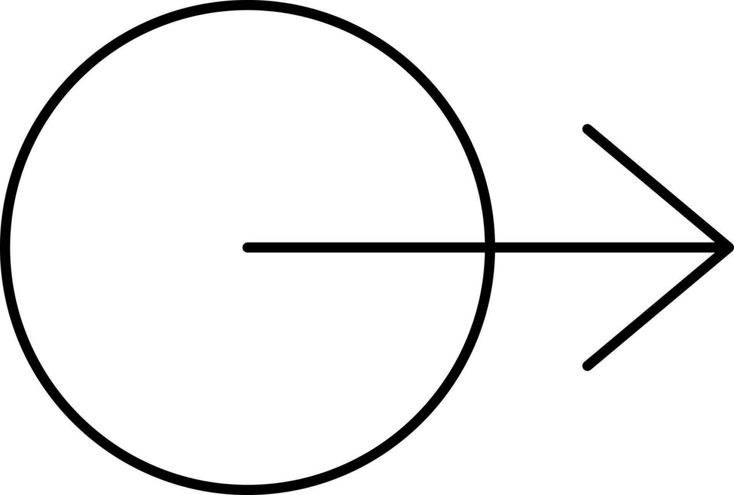 schwarz Schlaganfall Kreis mit richtig Pfeil Symbol. vektor