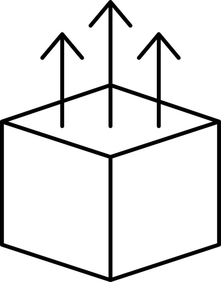 oben Pfeil mit Box schwarz dünn Linie Kunst Symbol. vektor