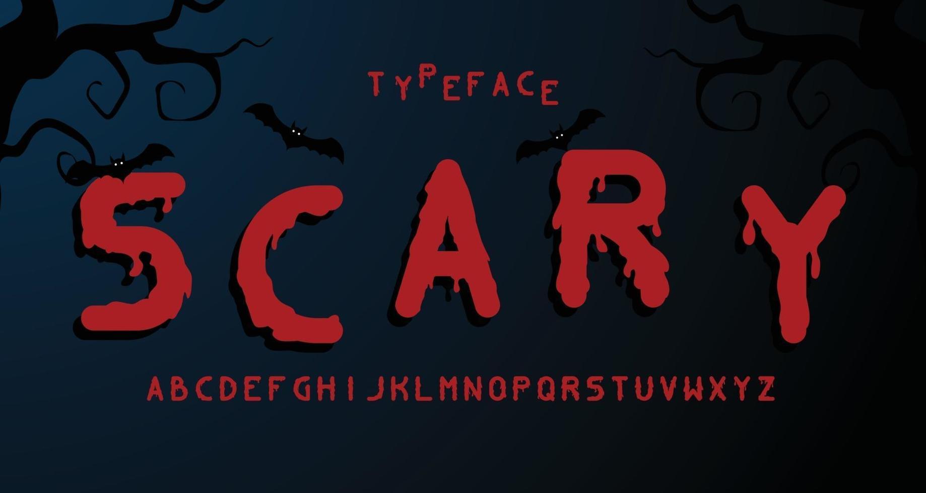 beängstigende Horror-Alphabet-Schriftart vektor