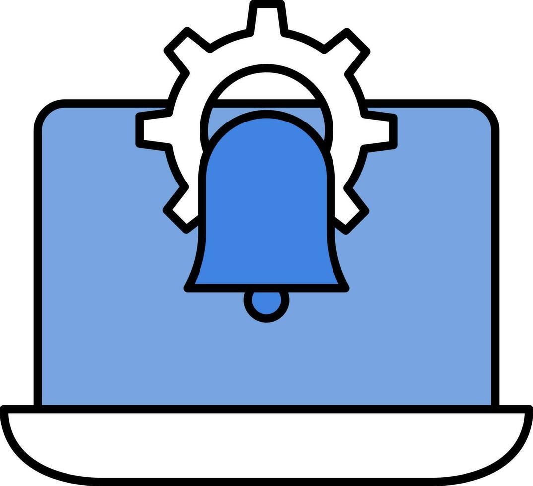 miljö med klocka i bärbar dator skärm ikon i blå och vit Färg. vektor