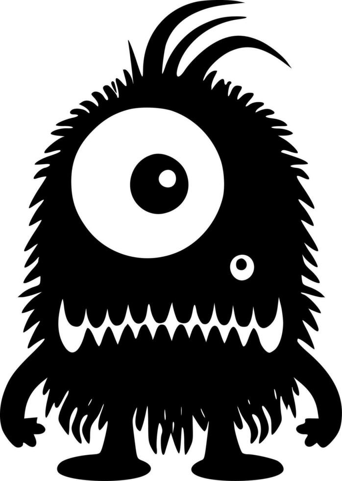 monster - svart och vit isolerat ikon - vektor illustration
