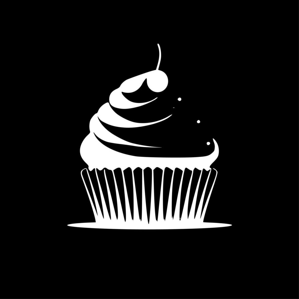 Cupcake - - schwarz und Weiß isoliert Symbol - - Vektor Illustration