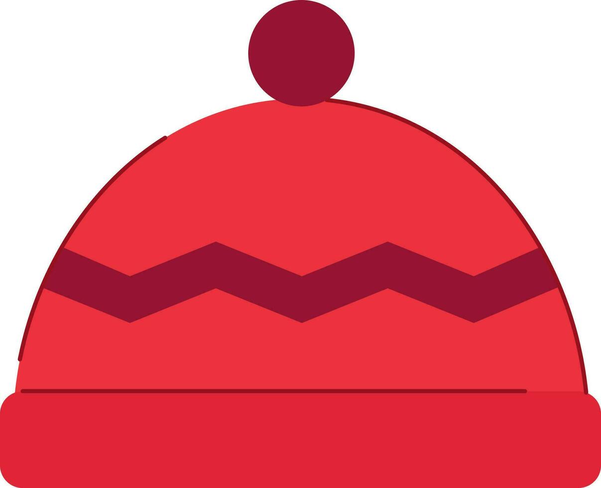 isolerat röd mössa hatt ikon i platt stil. vektor