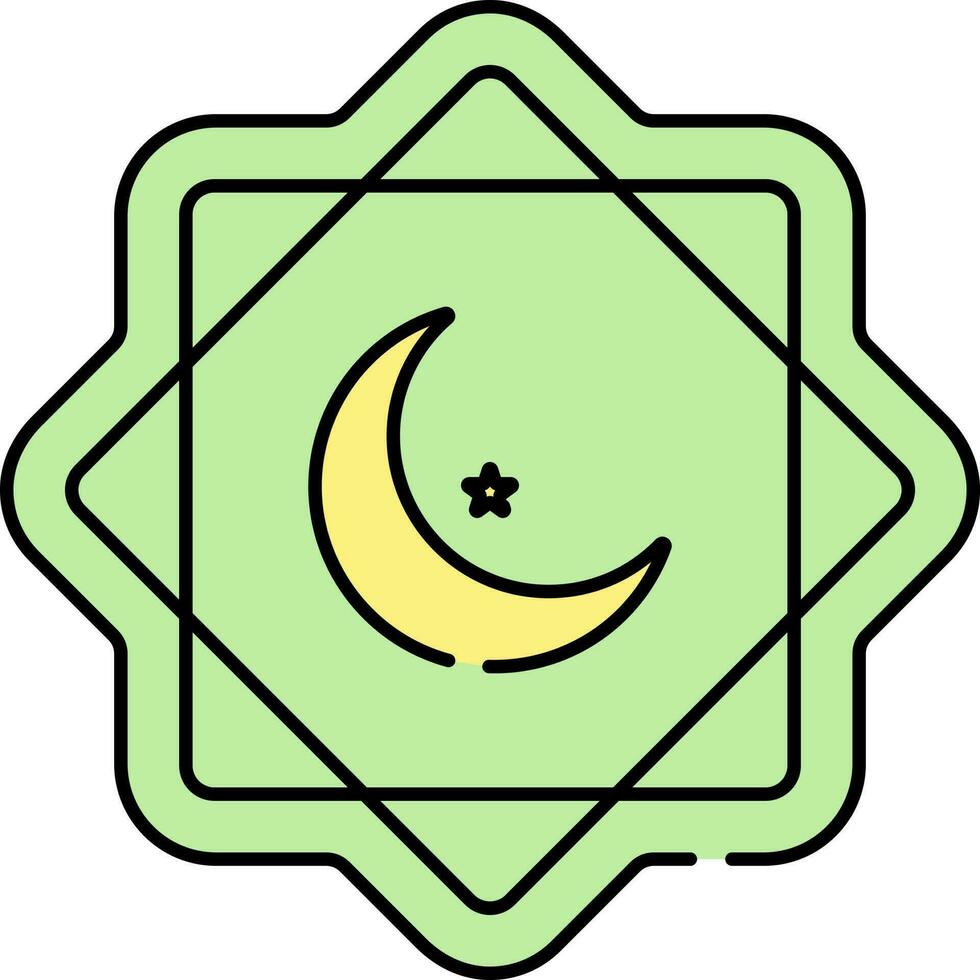uppstigning måne med stjärna gnugga el hizb grön och gul ikon. vektor