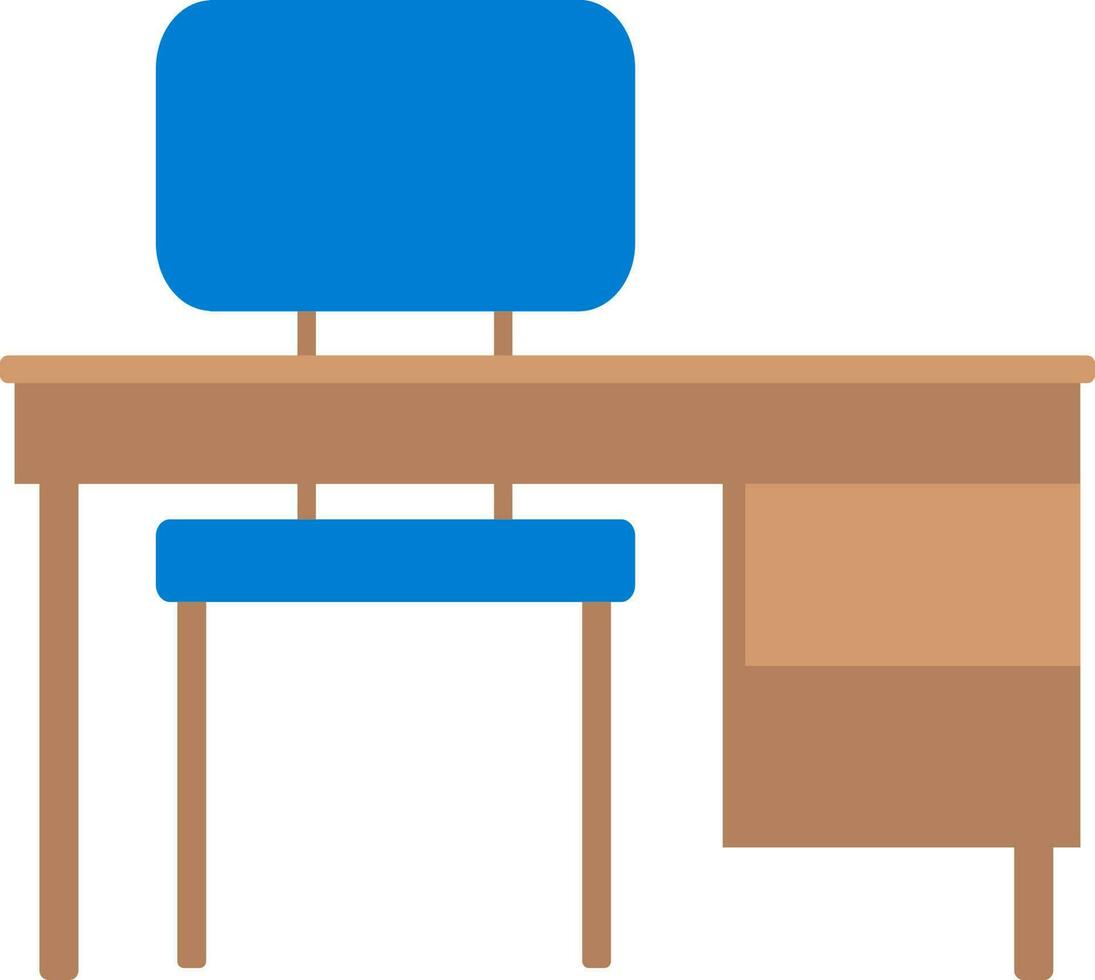 Tabelle und Stuhl Symbol im Blau und braun Farbe. vektor
