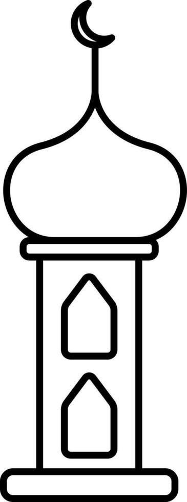schwarz Linie Kunst Moschee Minarett Symbol oder Symbol. vektor