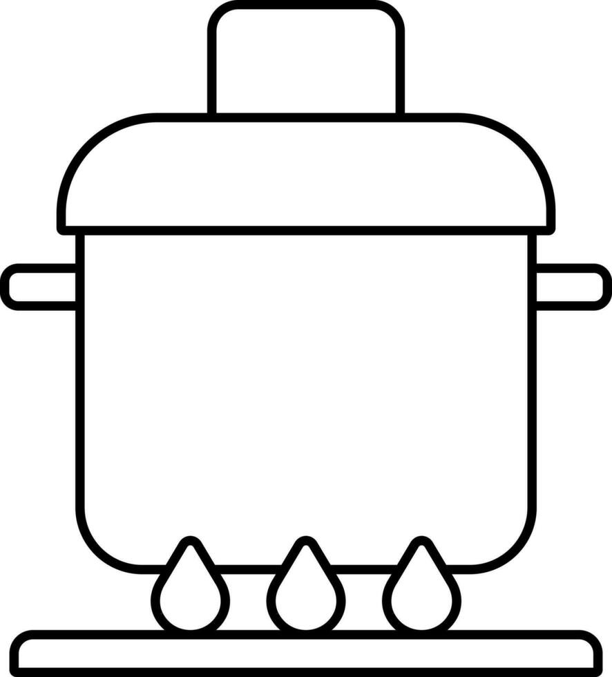 Essen Topf auf Gas Herd Symbol im schwarz Linie Kunst. vektor