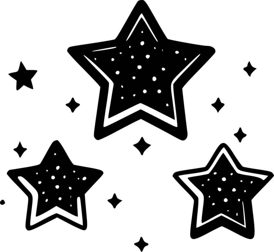 stjärnor, svart och vit vektor illustration