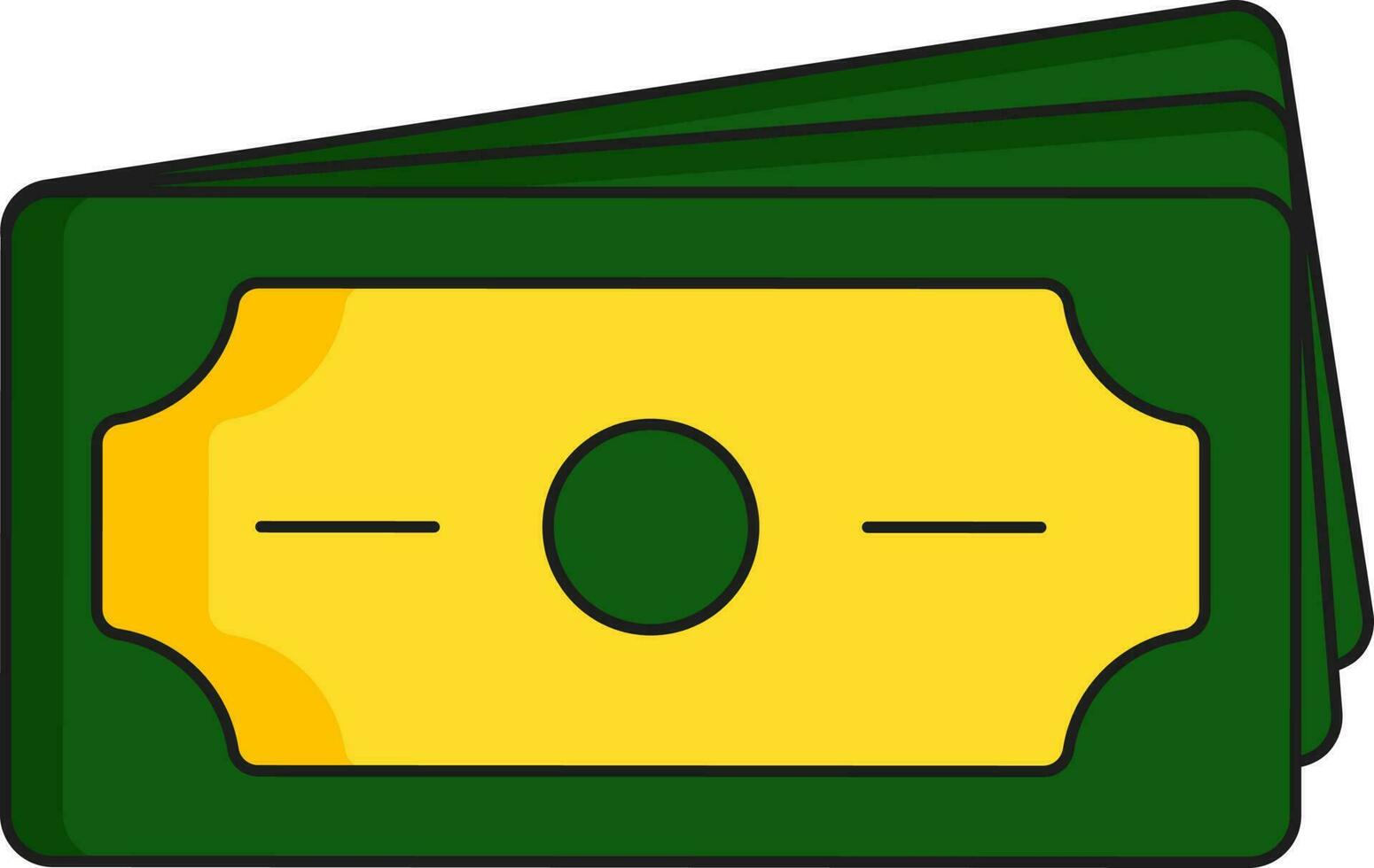 eben Stil Stapel Geld Symbol im Gelb und Grün Farbe. vektor