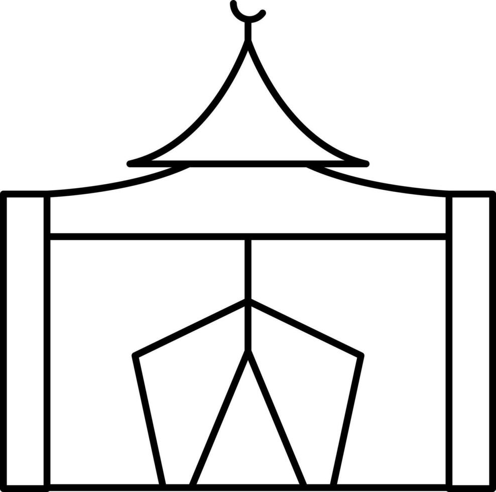 svart tunn linje tält ikon eller symbol. vektor