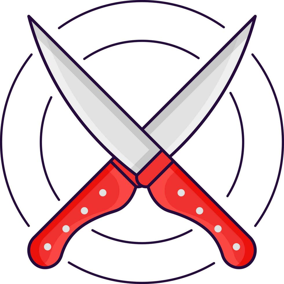 grau und rot Kreuz Messer auf Kreis Hintergrund. vektor
