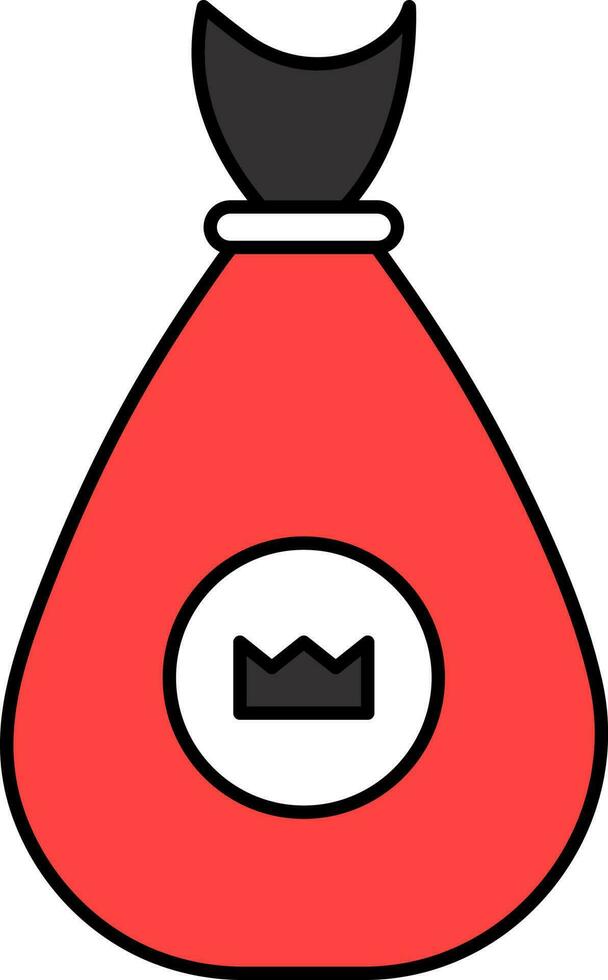Geld Tasche und Krone Symbol im rot und schwarz Farbe. vektor