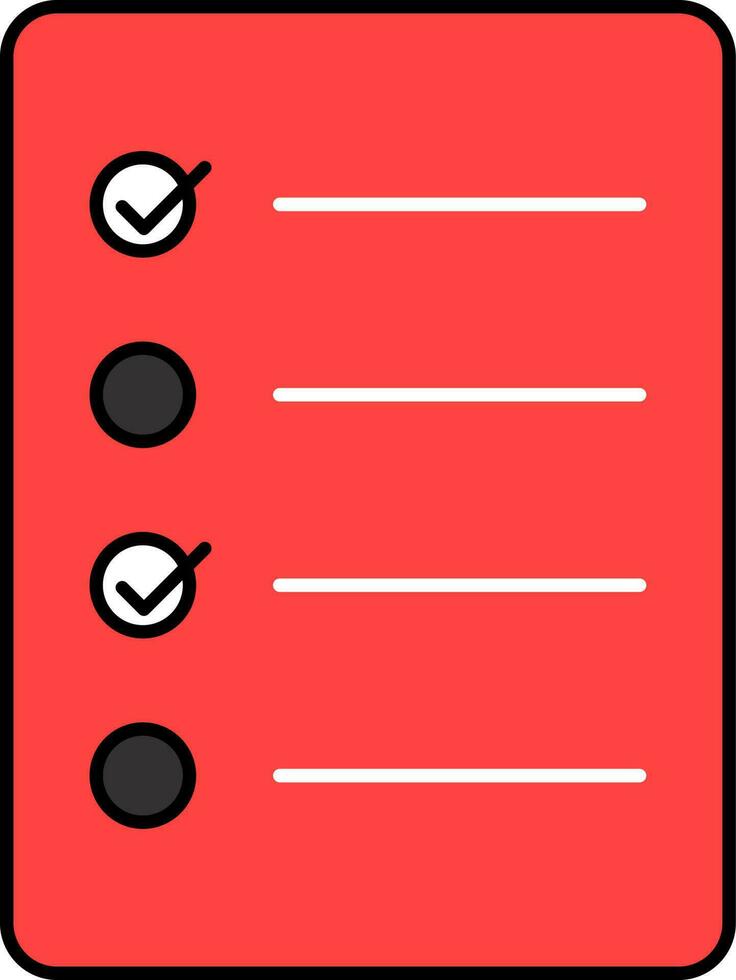 eben Checkliste Symbol im rot und schwarz Farbe. vektor