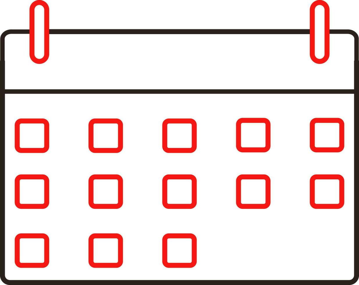 rot und schwarz Kalender Symbol im Linie Kunst. vektor