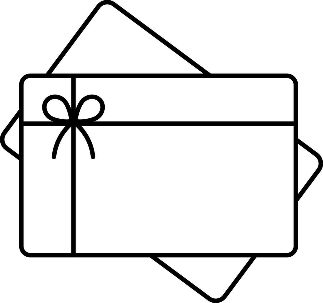 schwarz Linie Kunst Geschenk Karte oder Box Symbol im eben Stil. vektor