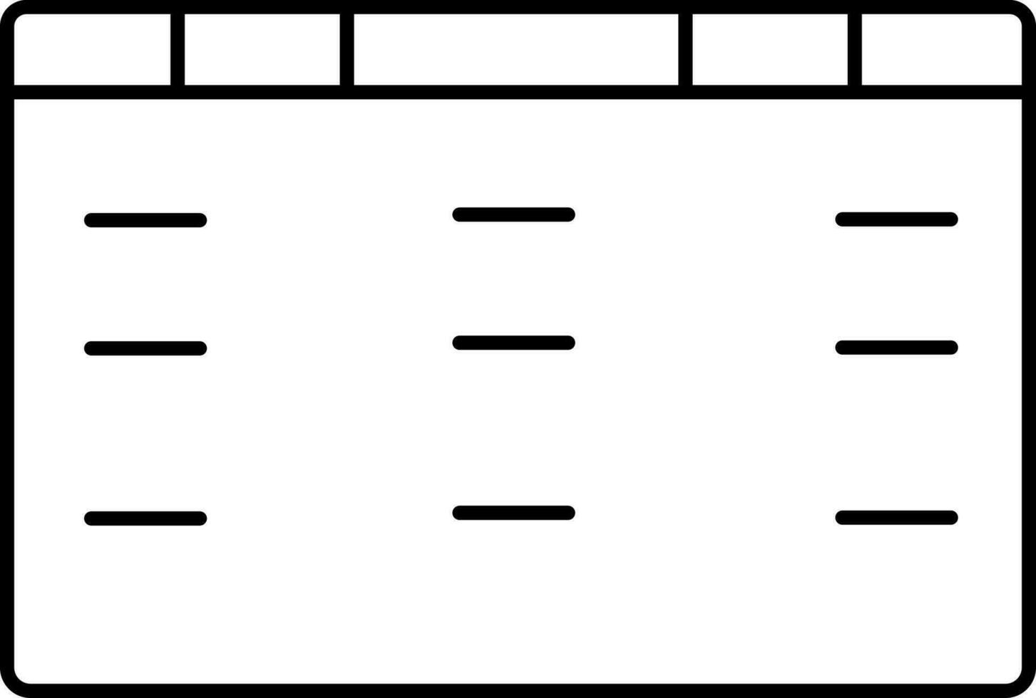 leer Kalender Attrappe, Lehrmodell, Simulation Symbol im linear Stil. vektor