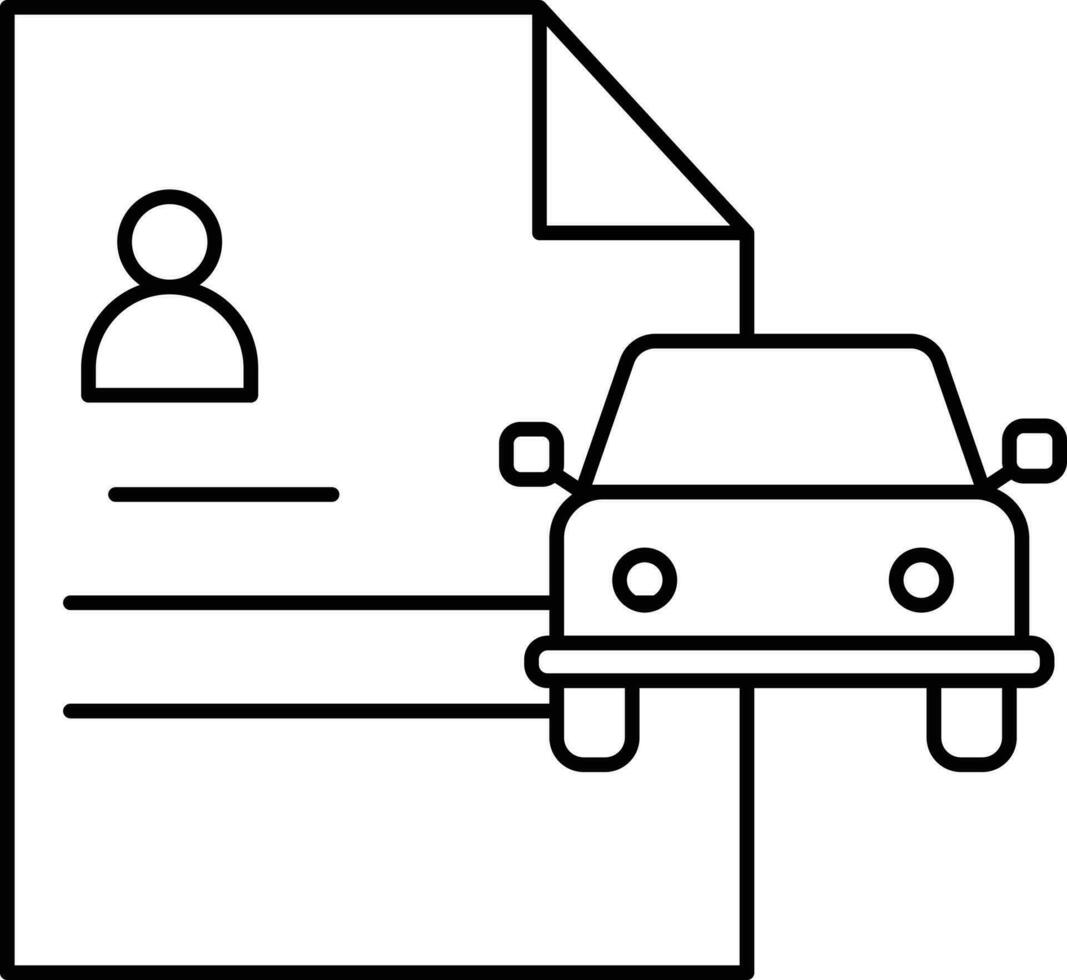 användare dokumentera med bil ikon i linje konst. vektor