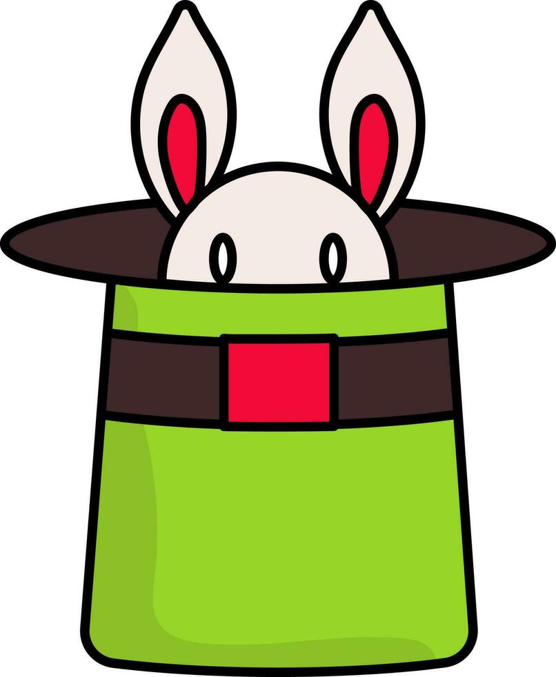 färgrik kanin i hatt platt ikon. vektor