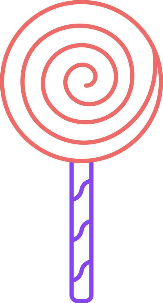 isoliert Spiral- Lutscher rot und lila Schlaganfall Symbol. vektor