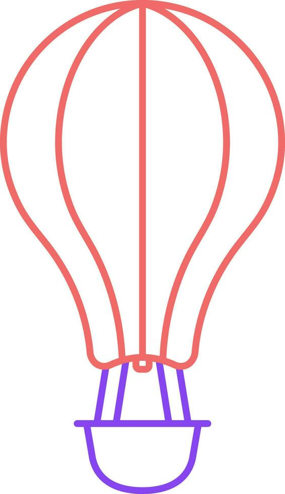 isolerat varm luft ballong röd och lila översikt ikon. vektor